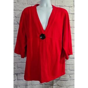 Viki International Red Single Big Button Closure Cardigan Sweater 2X Plus